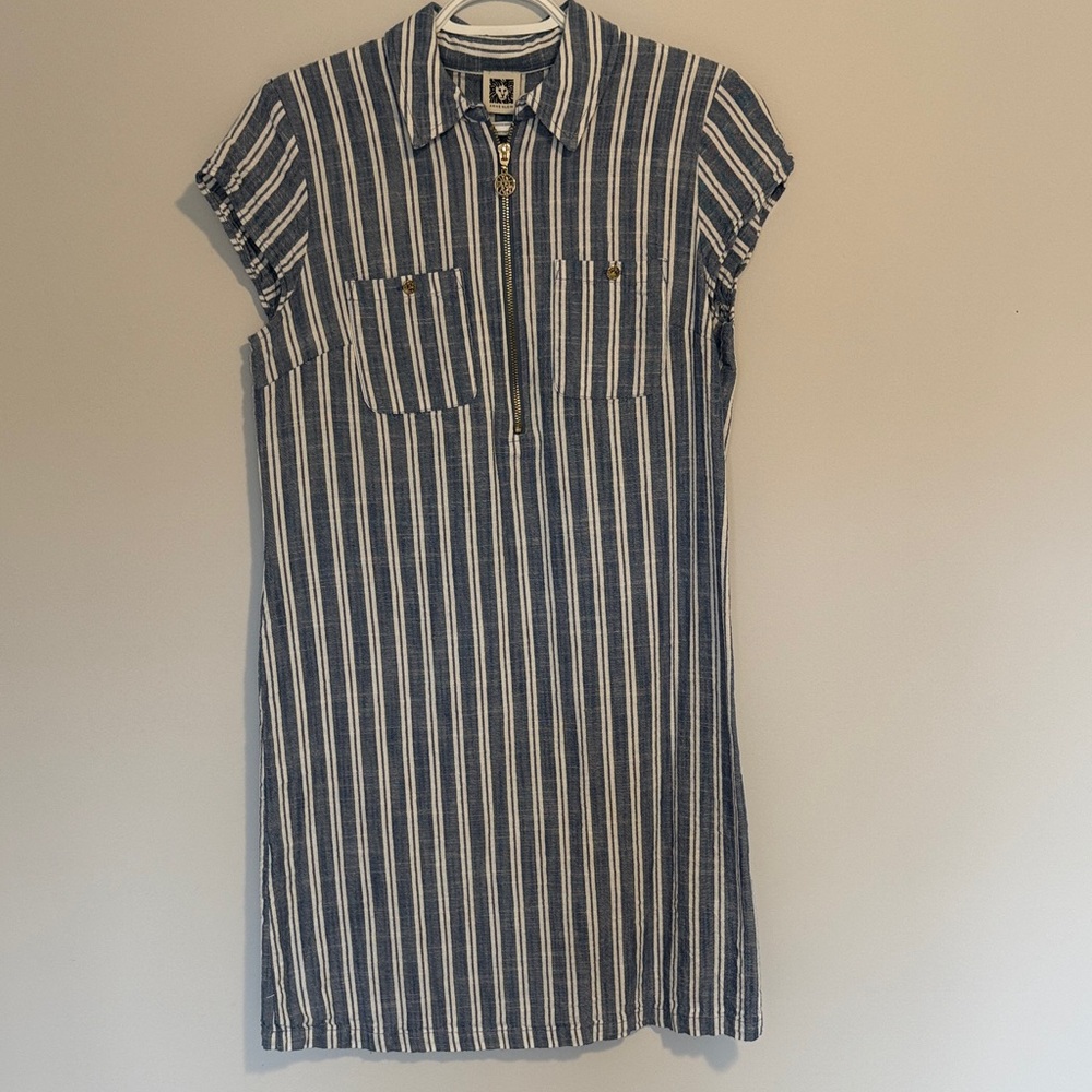 Anne Klein Navy and White Striped Mini Dress